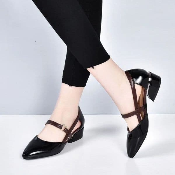 Ddmysports New Summer Style Single Strap High Heeled Sandals Pointed Toe Shallow Thick Fairy Closed Women S Outdoor Shoes