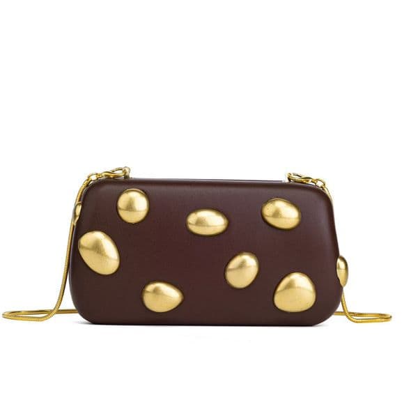 Luxury Design Evening Bags Luxury Rivet Golden Clutch Purse Women Evening Bag Party Purse Bolsas Sac A Main Banquet Handbag Chains Shoulder Bags