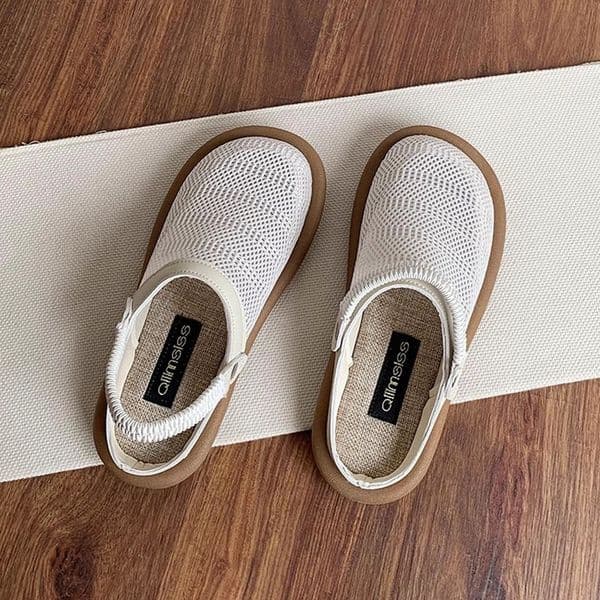 Ddmysports Summer Linen Sandals For Women Breathable Mesh Slip On Clogs Dual Use Soft Soled Closed Toe Mules Outdoor Shoes
