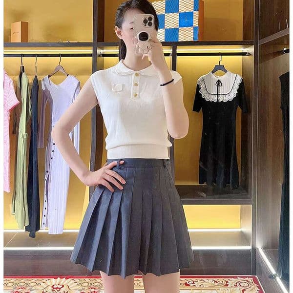 2026 Summer New Designer Sweet and Soft Style Doll Neck Sleeveless S18 Hoodie Knitted Women's Top