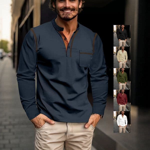 European And American Designer T-shirt 2026 Spring Summer Men's Long Sleeve Stand Polo Collar Polo Shirt Export Solid Color Designer Hoodie Men's Base Long Sleeve