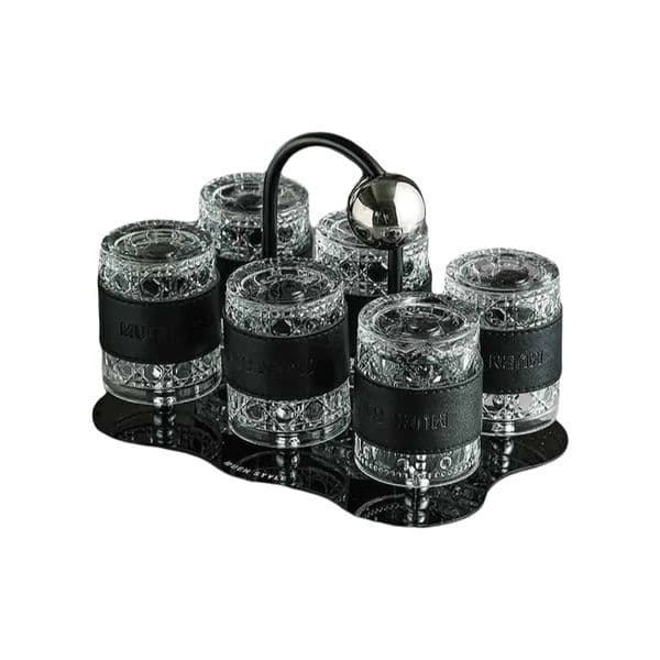 Large Capacity Glass Teacup Set High Temperature Resistant Leather Wrapped Anti Scalding