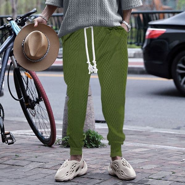 2026 European Size Men's Spring/summer Essential Pants Casual Sports Trousers Jacquard Large Size Drawstring Pants Men's Breathable Clothing