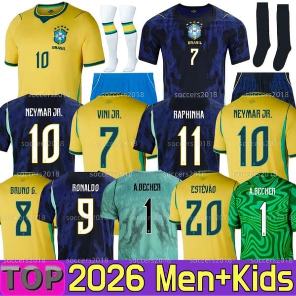 BRAZILS 2026 World Cup soccer jerseys NEYMAR JR VINI JR 26 2027 Home Away PAQUETA RAPHINHA MARQUINHOS 2024 2025 brasil football shirt RICHARLISON men Woman kids kits