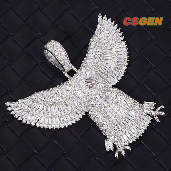 Eagle Fashion 3A+ Moissanite Cubic Moissaniteia Diamonds Iced Out Pendant Gold Plated Copper For Hip Hop Men Jewelry +