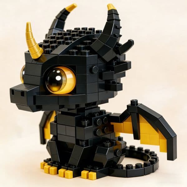Black Little Flying Dragon Building Blocks Night Fury Dragon Action Figure