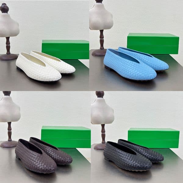 Womens Rosa Ballerina Designer Leisure Round Head Loafers 837887V Ladies Luxury Brand Flat Shoes Genuine Leather Outsole Sizes 35 42