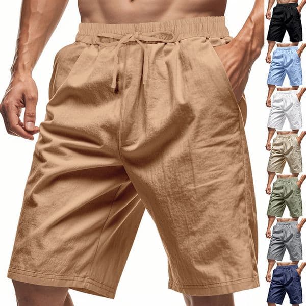 2026 American-style Summer Men's Shorts Linen Thin Beach Essential Shorts Casual Loose Knee-length Shorts For Men