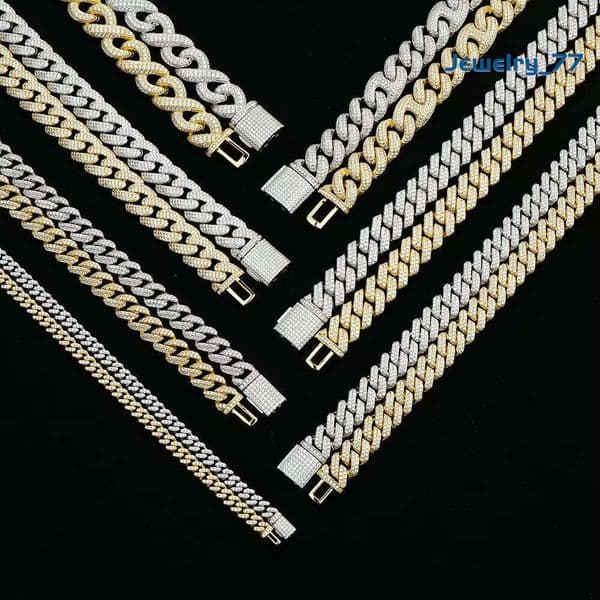 Jewelry Custom Hip Hop 925 Sterling Silver Full Iced Out Vvs Diamond Mossanite Moissanite Men Miami Cuban Link Chain Necklace Jewelry