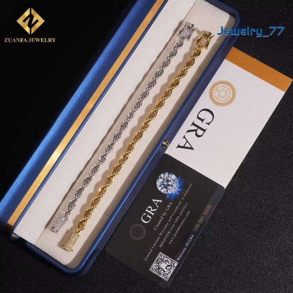 6Mm Rope Link Fashion 925 Silver Stainless Steel Moissanite Chain Pass Tester With GRA Diamond Necklace Jewelry
