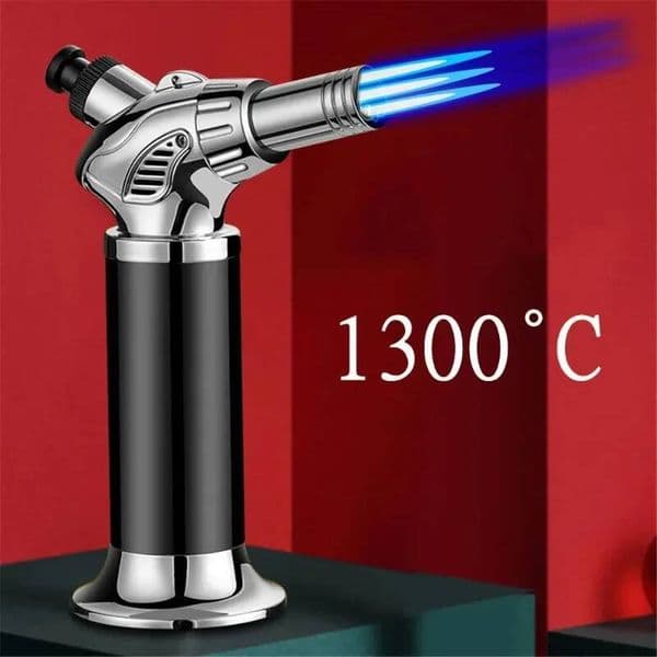Three Fire Jet Flame Gun 1300°C Welding Torch Windproof Kitchen Cooking BBQ Inflatable Butane Gas Cigar Lighter Outdoor Igniter