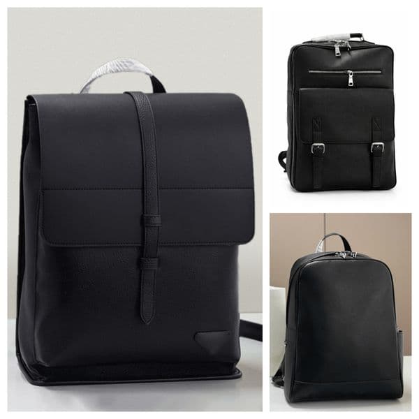 High Quality Designer Backpack for Men Luxury Black Leather Laptop Backpack Business Commuter Daypack Fashion Men School Bag Weekend Travel Bag