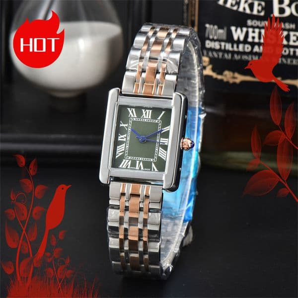 High quality Womens CARTERity TANK Quartz watches luxury Mens watch calendar display fine steel Gold Case sapphire fashion women watches #486