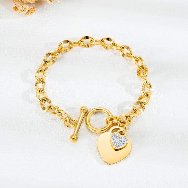 Luxury Brand Designer Jewelry Jinhui European And American Cross-Border Supply: Heart-Shaped Stainless Steel Jewelry, Personalized Versatile Hand Accessories, O