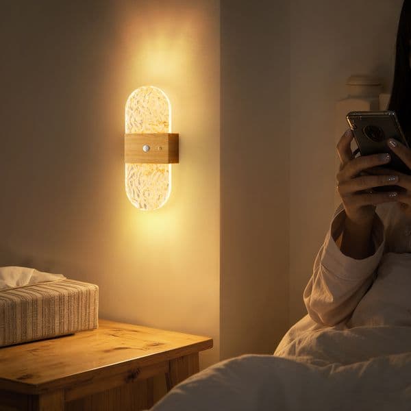 Water Ripple Magnetic Rechargeable Wall Lamp Motion Sensor Punch Free Creative Decorative Atmosphere Night Light For Bedroom Hallway