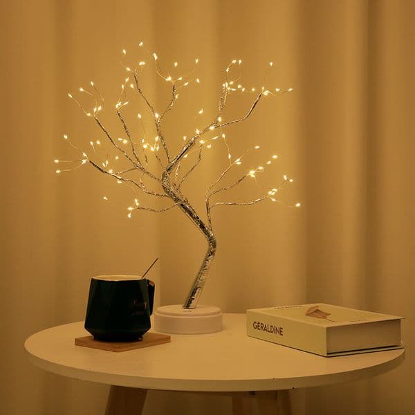 LED Pearl Tree Light, Touch Control Table Lamp, USB/Battery Powered Bedroom Decor Night Light
