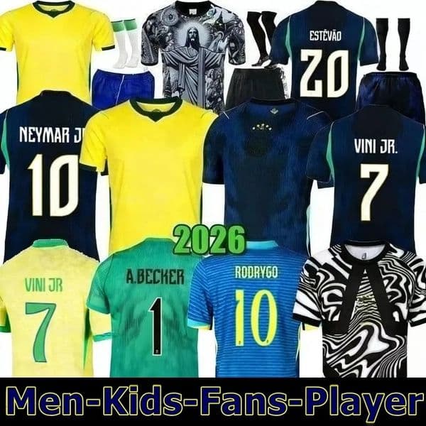BraziLS Soccer Jersey 25 26 27 Copa America Cup NEYMAR VINI JR 2026 Brazil National Team Football Shirt 2026 JESUS Special Home Fans Player Men Kids Kit Sets RODRYGO