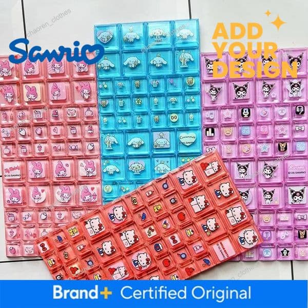 Designer Sanrio Hello Kitty 3D Square Stickers Anime Phone Laptop Luggage Decoration Creative DIY Rhinestone Decal Kids Toys Cartoon Gift Luxury Goods