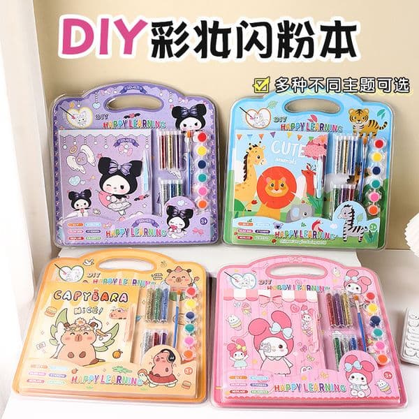 Bestseller Bestseller Makeup Glitter Coloring DIY Cartoon Set Children's Cross-Border Creative Doodle Painting Book Ddmybear Ddmysat