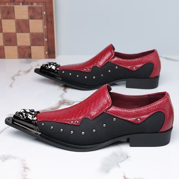Luxury Mens Dress Shoes Designer Business Dress Men's shoes Black Snake Embossed Shoes Dragon Head pointed Party Trend Wedding shoes