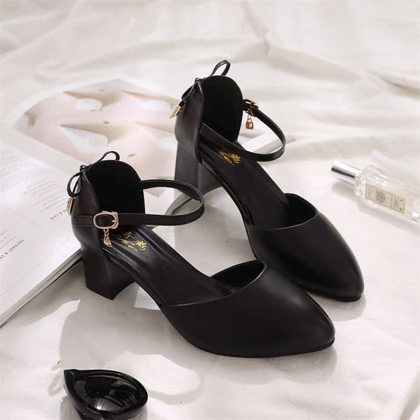 Ddmysports New Summer Closed Toe Chunky Heel High Heels For Women Fairy Style Office Mid Elegant Versatile Hollow Sandals Outdoor Shoes