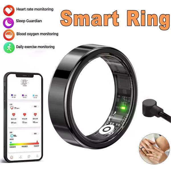 Ring Health Activity Men Women Fitness Tracker with Heart Rate Sleep Monitor Step Counter, Waterproof, for Android iOS, Smart Wearable Device