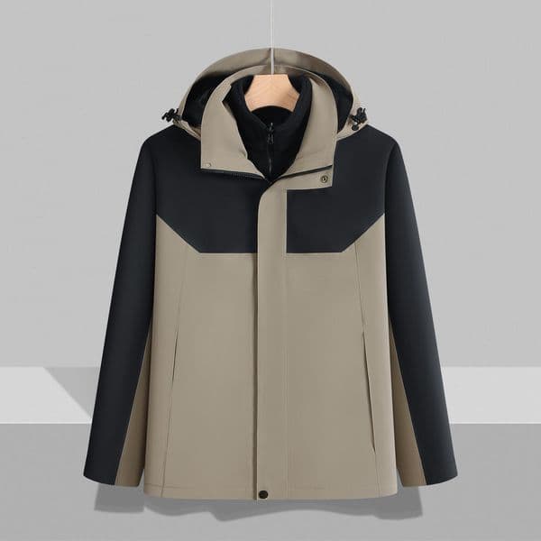 Nuclear bomb-level super cost-effective YKK zipper color-blocking fleece three-in-one hiking jacket KM85101