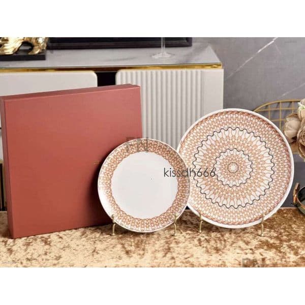 Light luxury ceramic tableware retro sized plates breakfast plates steak Western dishes plates tea cups tea sets-G