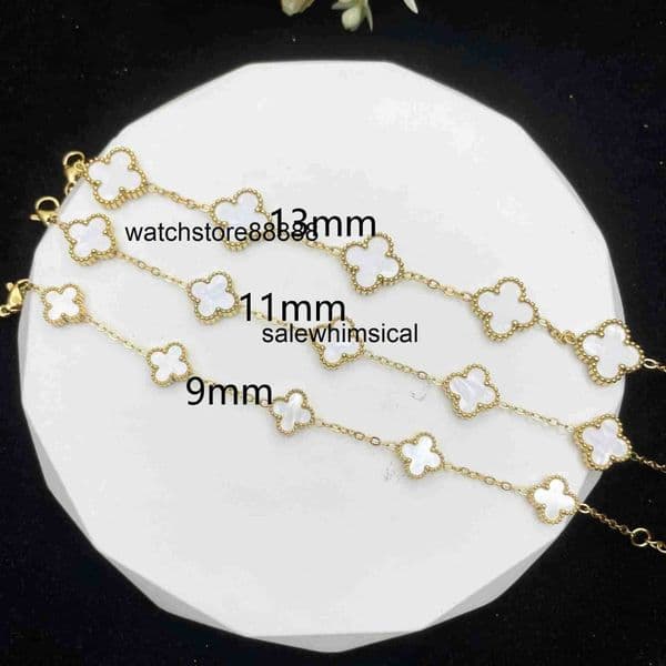 Elegant Four-Leaf Clover Charm Bracelet Necklace - Gold Plated Chain with Sparkling Crystal Accents - Handmade Cuff Bracelet Luxury Jewelry U7VR