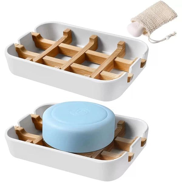 Bamboo Fiber Shower Soap Holder Draining Box Kitchen Storage Rack Bathroom Soap Case Supplies Portable Bar Soap Box Container