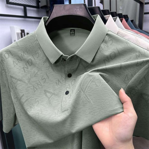 Popular live-streaming product: Men's summer new casual versatile trendy printed short-sleeve Polo shirt for middle-aged men