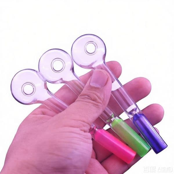 Wholesale mini 11.5cm Colorful Thick heady glass oil burner pipei Spoon Hand Tube Ball Dia 30mm Colored Transparent Accessories for smoking