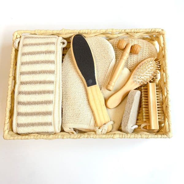 9Pcs/Set Bath Set Bath Ball Bath Towel Bath Gloves Foot Scrubber Gift Set Woven Basket Set Shower Skin Care Bathing Tool