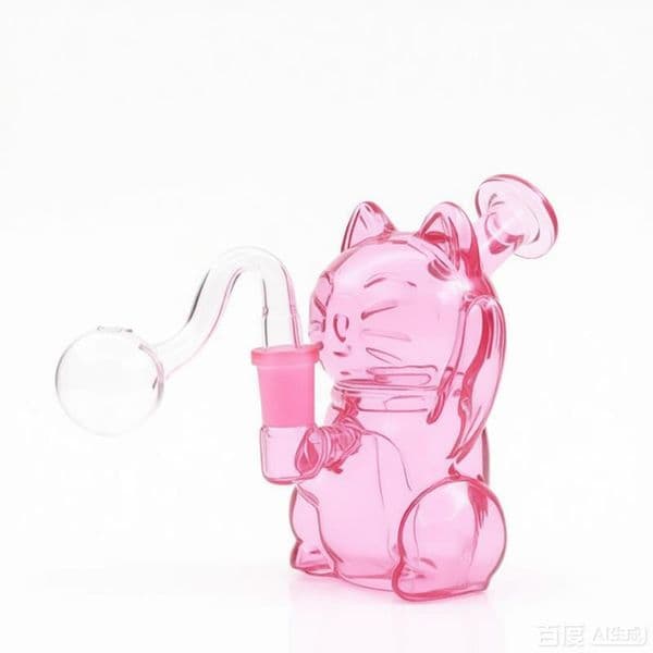 Mini Colorful Thick Glass oil burner Bong Hookah Shisha Smoking Waterpipe Bubbler Pipes Filter Herb Tobacco Bowl Portable Cat Stand with smoking bowl