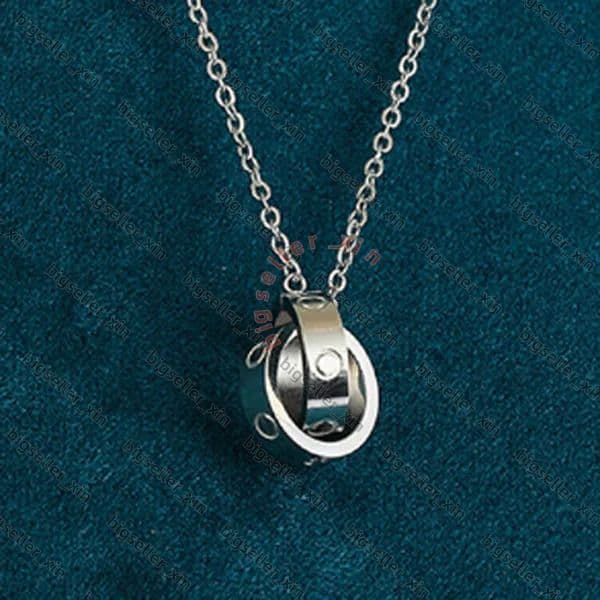 2026 AAA Carrier Necklace Sier Gold Designer Jewelry Designers Double Ring Christmas Gift Jeweler Mens Woman Diamond Love Pendant Carter Necklaces 683