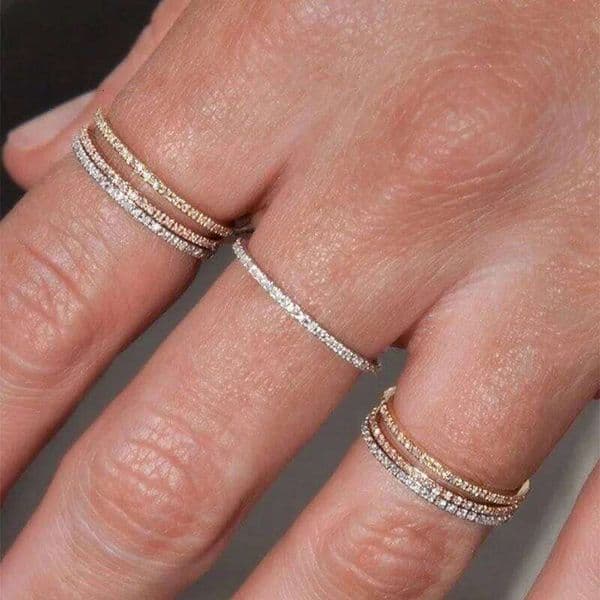 Rings Delicate Micro Pave Zircon Rings For Women Trendy Chic Crystal Daily Dating Women's Stackable Tiny Ring Fashion Jewelry R133 Visonice