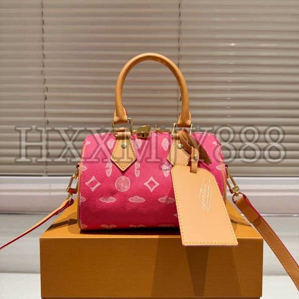 Genuine Leather Womens Luxurys Designers New Pillow Colorful Flwoer Leather Tote Paintings Handbag Shoulder Crossbody Mobile Phone Bag Purse Pouch 20Cm/25Cm