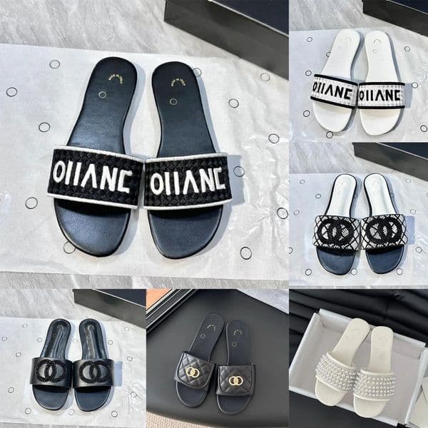 Designer Slippers Women slides Sandals lambskin Slippers Leather Summer Flat fashion Slipper Weaving shoe upper beach woman Slippers Paris Shoe Size 35-42