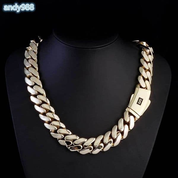 Hip Hop Jewelry 14K Gold Necklace 20mm Cuban Link Chain for Mens Women Moissanite pendant necklace