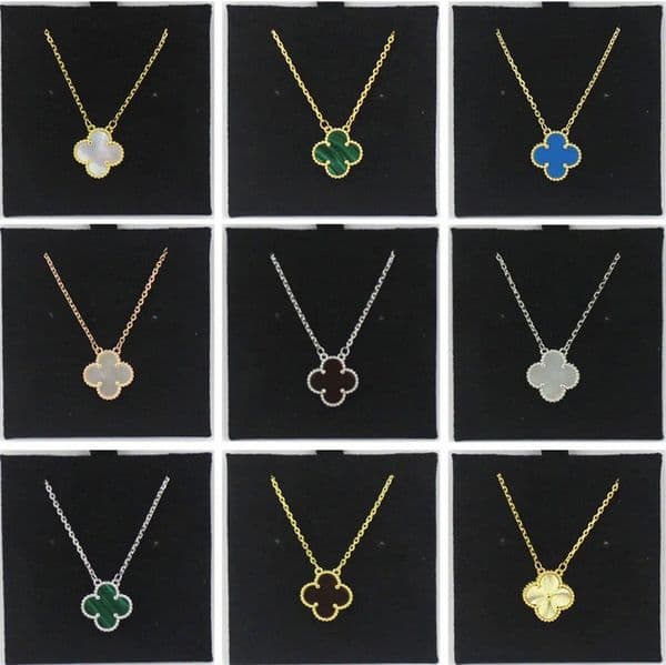 designer Clover necklace luxury four leaf Classic necklace women mother of pearl diamond pendant stainless steel chain 18K gold plated necklace Good j l2Al