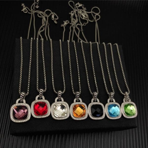 Luxury Diamond Pendant Necklace European American Style Twisted Rope Chain Necklace Elegant Women's Evening Jewelry 14mm Main Stone Necklace Party Gift
