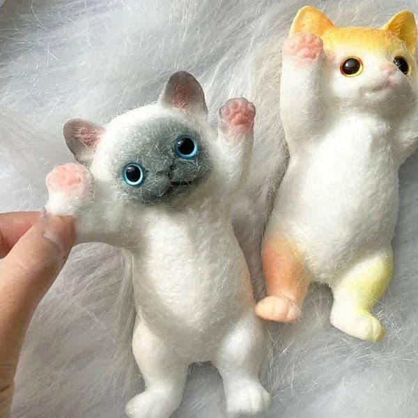 Needoh nice cube 13CM Cute Taba Squishy Fluffy Sticky Realistic Cat Stress Relieving Toy Simulation Cats Doll Squeeze Gift for Kids Adults