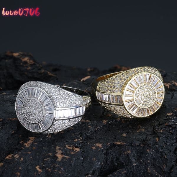 17mm Fashion Hip Hop T Square Round VVS Moissanite Ring Mens Bohemian Style Jewelry for Engagement Party Wholesale