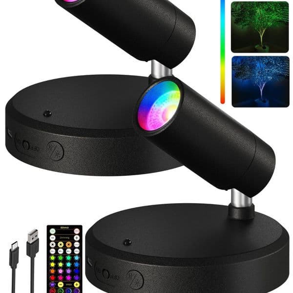 Rechargeable RGB Spotlight Magnetic Wall Lamp with Remote Control for Indoor and Outdoor Ambient Lighting