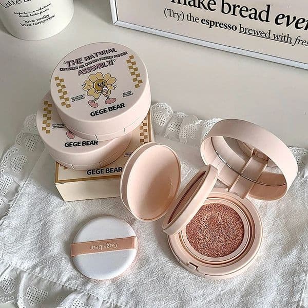 2-in-1 Double Layer Foundation Pressed Natural Lasting Brightening Gege Bear Concealer Loose Powder Cushion Cream