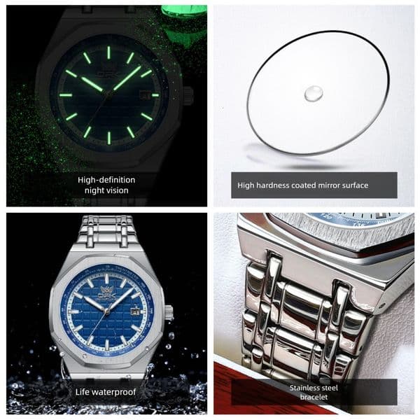 New OPK brand watches, men's quartz watches, fashionable, simple, waterproof, night fashion light watches, high-quality luxury watches