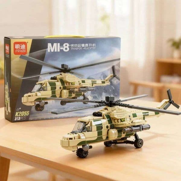 Cross-border Boxed Military Helicopter|Safe Non-toxic Creative DIY Small Particle|Building Blocks Gift Toy for Boys 8+Teenagers