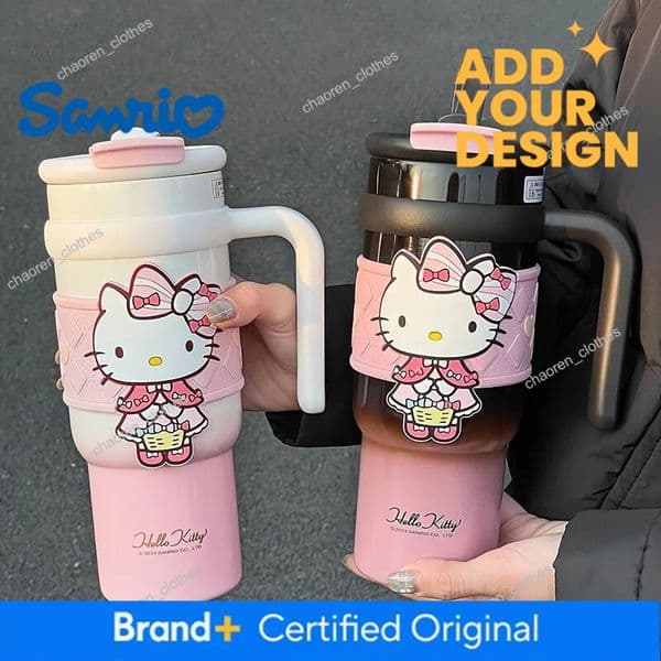 Designer 1Pc Hello Kitty Stainless Steel Insulated Cup, 900Ml Large Capacity Cute Water Cup, Christmas Gift, Car Cup & Portable Coffee Mu Luxury Goods