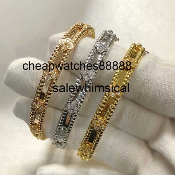 Original 1to1 brand designer jewellery V Gold High Version Wide and Narrow Kaleidoscope Bracelet for Girls with a sense of luxury 18k Rose Gold New Chinese style Diamo