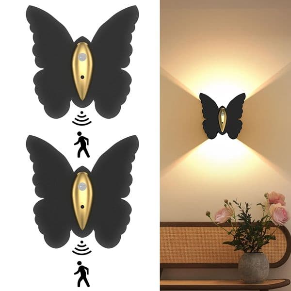 Butterfly Shaped Motion Sensor Wall Night Light Rechargeable Magnetic